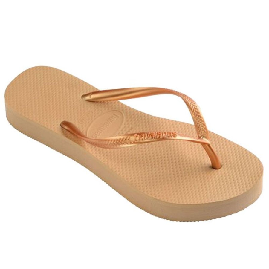 Donna HAVAIANAS Sandali E Infradito | Infradito Donna Slim Metallic Flatform 0570 Golden