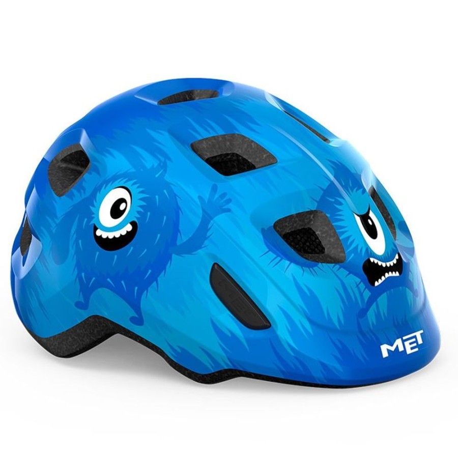 Bambini MET Ciclismo | Casco Bambino Hooray Blu Mostri Lucido