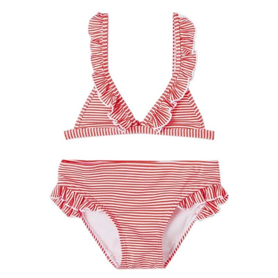 Bambini NAME.IT Costumi | Bikini Ragazza Zannah Striped Fiery Coral