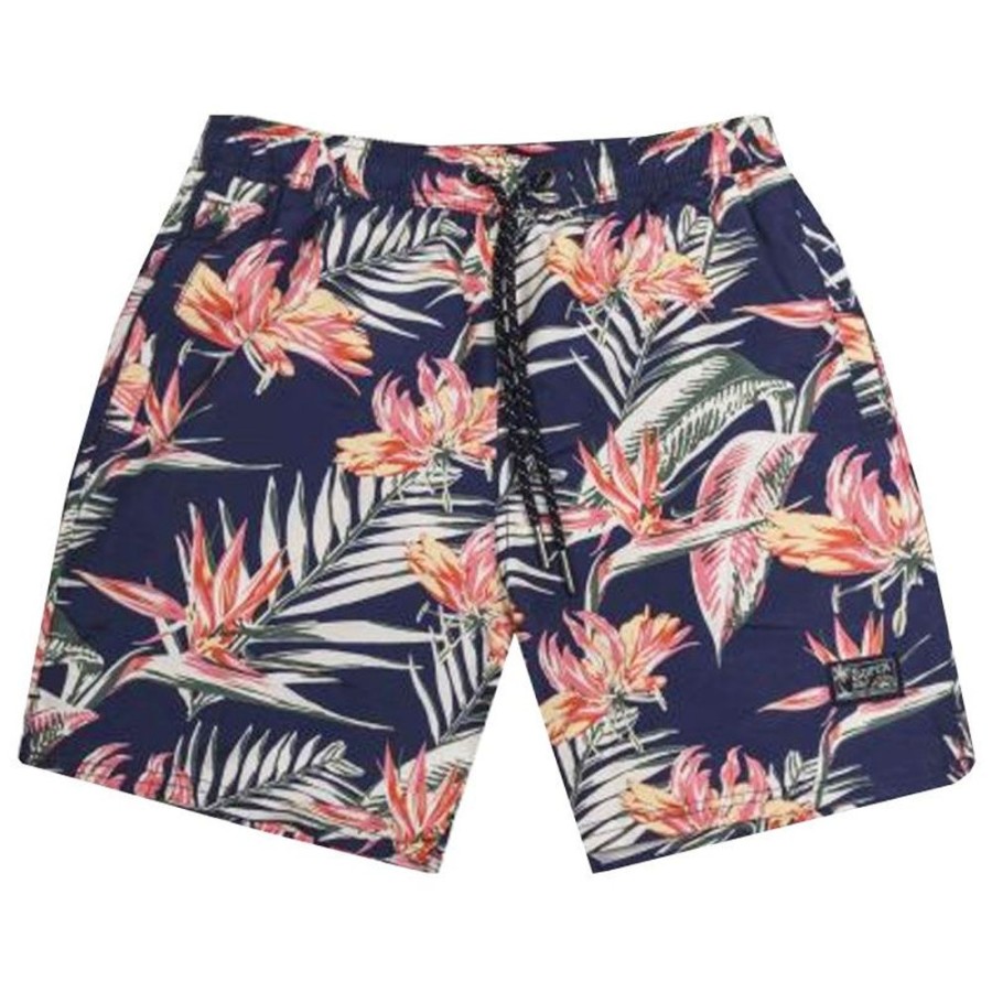 Uomo SUPERDRY Costumi | Bermuda Uomo Vintage Hawaiian Ums Navy Paradise