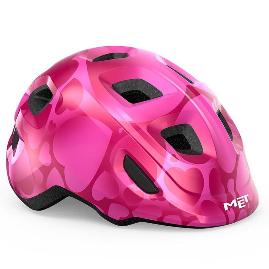 Bambini MET Ciclismo | Casco Bambino Hooray Rosa Cuori Lucido