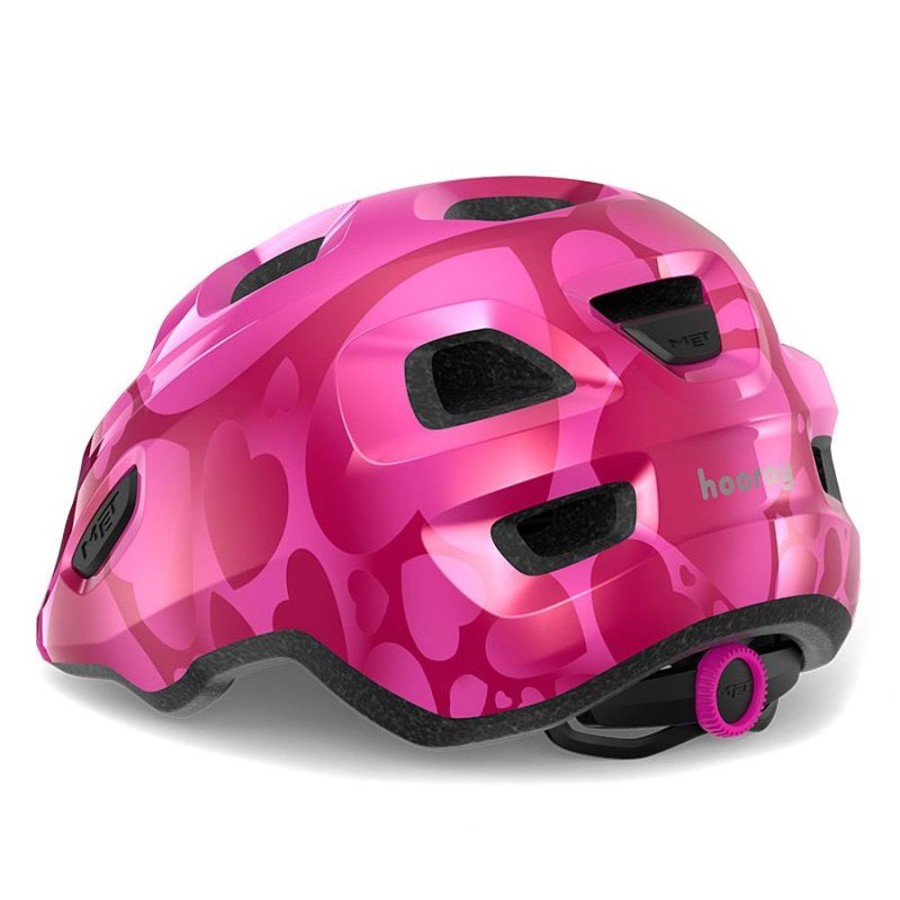 Bambini MET Ciclismo | Casco Bambino Hooray Rosa Cuori Lucido