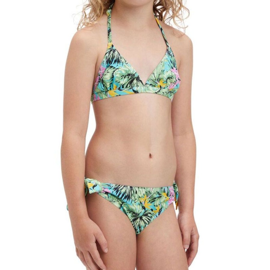 Bambini FIREFLY Costumi | Bikini Bambina Triaingolo Tropical 654 Green